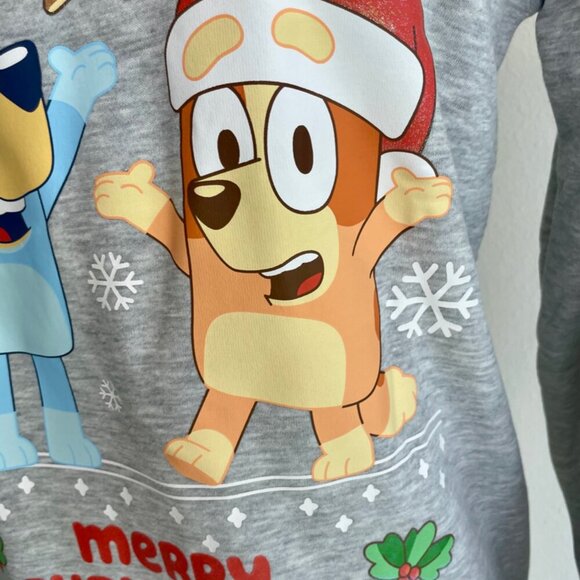 BLUEY & CHILLY HELLER UGLY CHRISTMAS SWEATSHIRT SZ S KIDS L GRAY CARTOON KAWAII - Picture 7 of 16